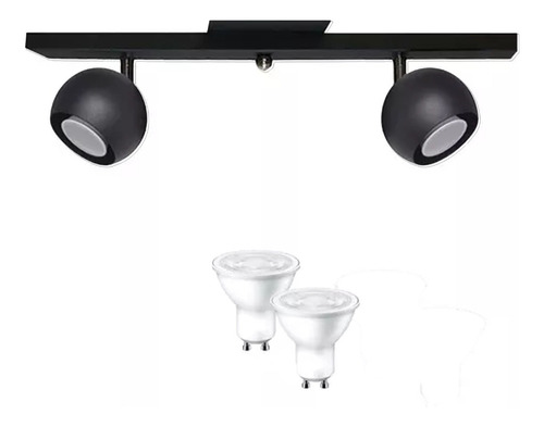 Lampara Spot Aplique Pared 2 Luces Bocha + Led Gu10 Barral