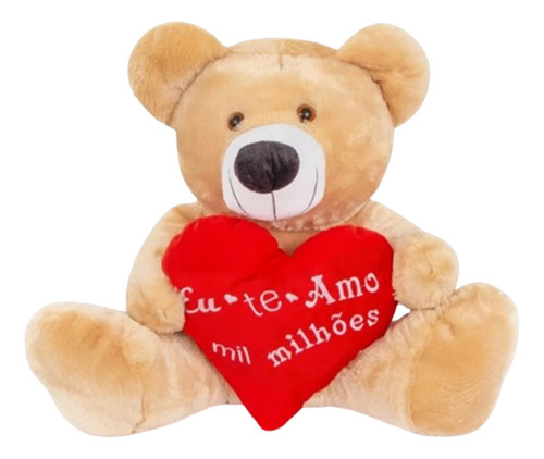 Urso Teddy Grande De Pelúcia 80cm Com Coração Personalizado