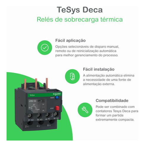 Relé De Sobrecarga Térmico 12-18a Classe 10 Lrd21 Schneider