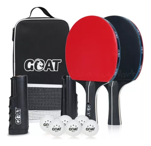 Kit Ping Pong 2 Paletas + 6pelotas + Red + Estuche Goat /r&r