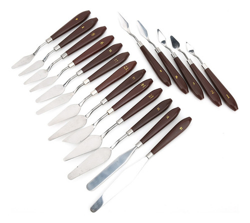 18pcs Cuchillo Raspador De Pintura Aceite De Mango De Madera