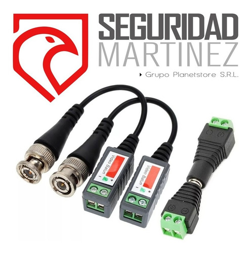 Combo Par Balun + Fichas Plug Macho Hembra Utp Cctv Martinez