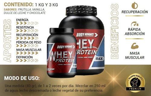 Whey Protein 1 Kg. Proteína Pura. Body Advance