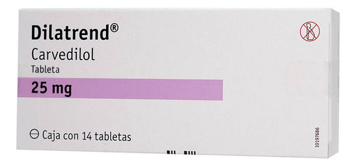 Dilatrend Tabletas 25 Mg, 14 Tabletas