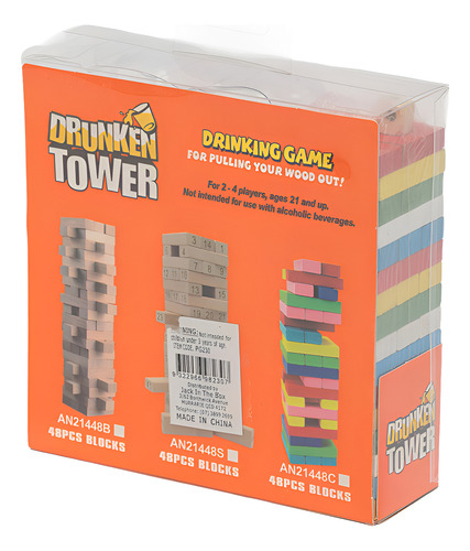 Juego Torre De Madera Con 4 Shots De Vidrio Drunken Tower.