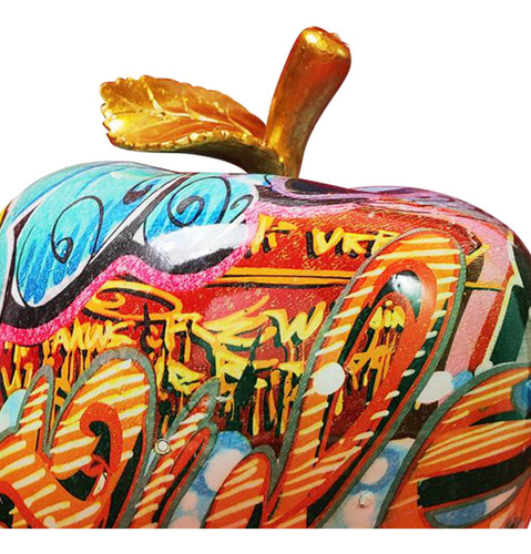 Ft Escultura Colorida, Manzana Pintada A Mano El