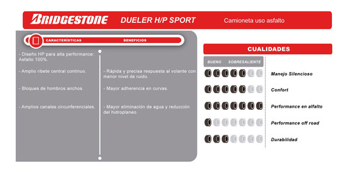 Combo X 2 Bridgestone 225/50 R17 94h Dueler H/p Sport Pl