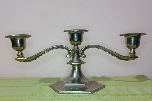 Candelabro 3 Velas - Art Déco Plateado (Usado)