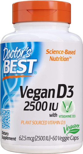 Vitamina D3 Vegana 2500 Iu Doctor's Best 60 Veggie Caps