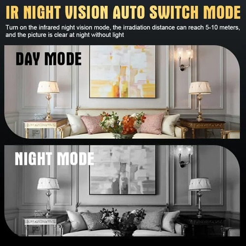 Minicámara Wifi Con Visión Nocturna Detección De Movimiento Negro