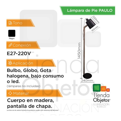 Imagen 3 de 10 de Lámpara De Pie Moderna Escandavina Estilo Nordico E27 Paulo