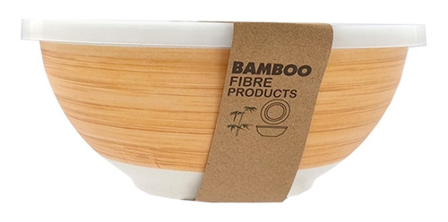 Set Tapers X3 De Fibra De Bamboo Con Tapa Bowl Contenedor Color Blanco Redondo