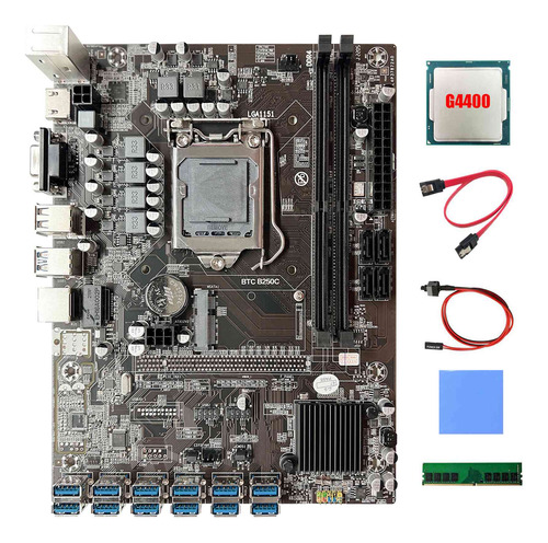 Placa Base B250c 12 Usb3.0 Bct+cpu G4400+ram 4g Ddr4