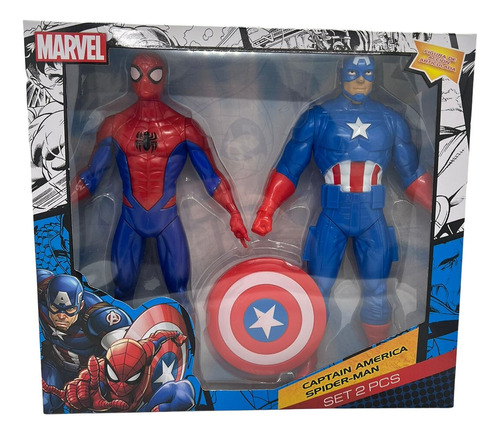 Muñecos Set X 2 Spiderman Y Capitán América