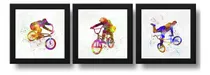 Comprar Set 3 Cuadros Bmx Bike Pop Art Bicicleta Ciclismo Deportes