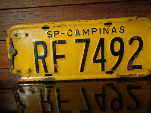 Antiga Placa Automotiva Sp - Rf 7492