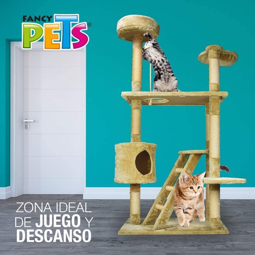 Mueble Rascador P/gato Gde Casa Y Escalera 158 Cm Fancy Pets