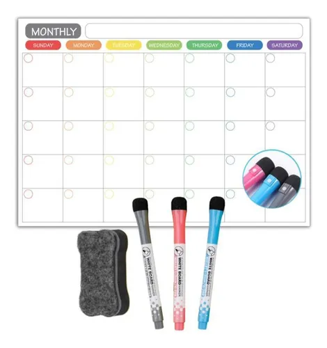 Calendario Magnetico Planeador Mensual Borrable Con Marcador
