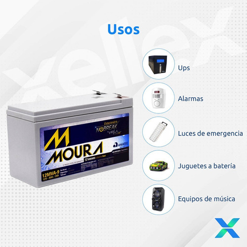 Imagen 5 de 9 de Batería Recargable Sellada 12v 9ah Moura 12mva-9 Ups Alarmas