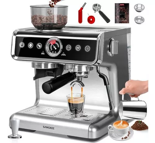 Cafetera de Espresso y Capuchino Sangkee CAF-021-1623 color Negro con  Espumador