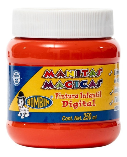 Pintura Digital Infantil Bombin Manitas Mágicas Niños 250ml Color Naranja