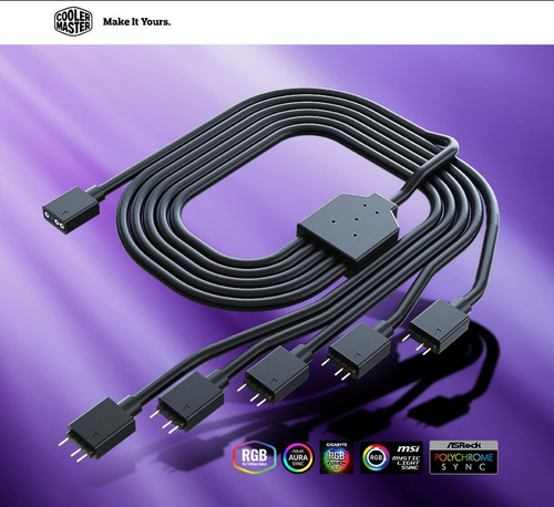 Imagem 2 de 5 de Cooler Master Hub / Cabo Splitter Led Argb 1 A 5 / 5v 3p
