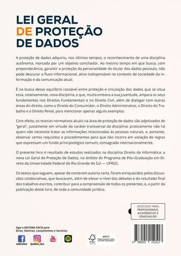 LEI GERAL DE PROTEÇÃO DE DADOS - ASPECTOS RELEVANTES - 1ª ED - 2021, de Mello, Alexandre Schmitt da Silva. Editorial Editora Foco Jurídico Ltda, capa mole em português, 2021