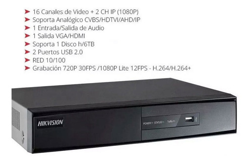 Dvr 16 Canales Hikvision 1080p Turbo Hd 3.0 Hibrido