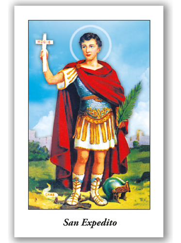 San Expedito Estampitas X 50 Unidades Con Oración Rojo