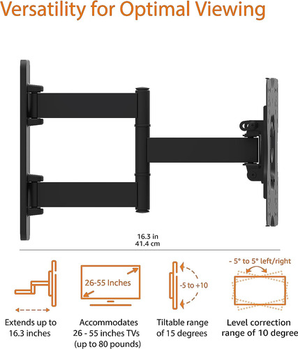 Soporte Articulado De Pared Basics Full Motion Para 2 Per...