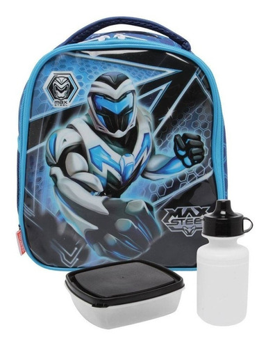 Lancheira Termica Infantil Grande Max Steel 17x Azul Sestini