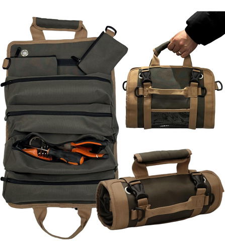 Bolsa Enrollable De Herramientas Resistente Con 6 Bolsillos