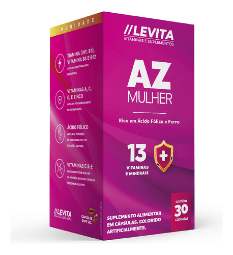 Polivitamínico Az Mulher 30 Cápsulas Levita Sabor Neutro