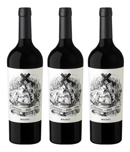 Vino Cordero Con Piel De Lobo Malbec 750ml X3