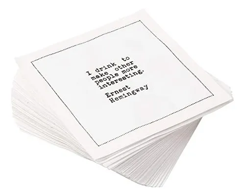 comprar Drinking Quotes, Servilletas De Cóctel De Algodón Blanco, Be
