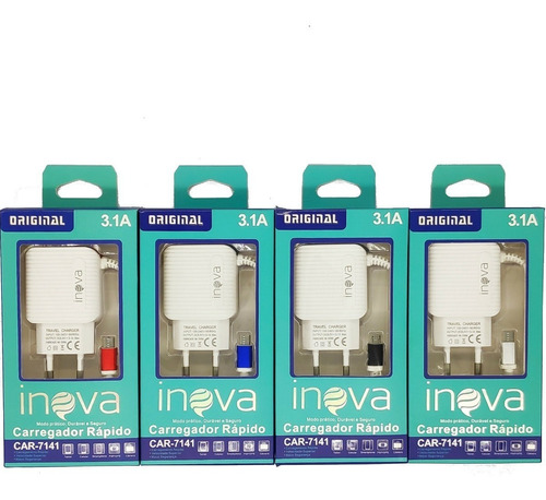 Kit 5 Carregadores Turbo Inova Originais 3.1a  Com Nota Fis.