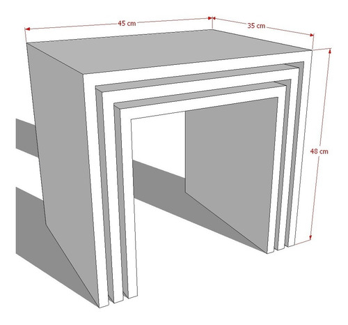 Imagen 2 de 6 de Mesa De Centro / Auxiliar 3x1 Ref Trio Lacado Poliuretano