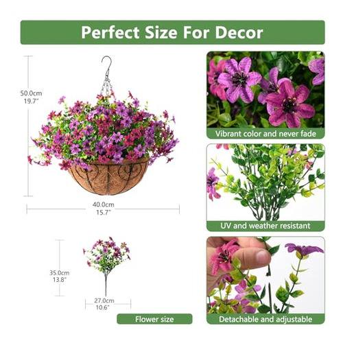 Flores Artificiales Inqcmy Con Cesta Colgante Para Decoració