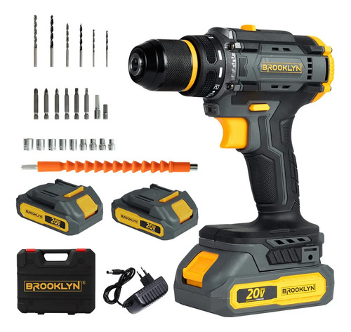 Taladro Atornillador Inalambrico Brooklyn 20v + 2 Baterías Taladro Atornillador 50/60 Hz