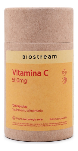 Vitamina C 500mg Sin Azúcar 120 Cápsulas Biostream