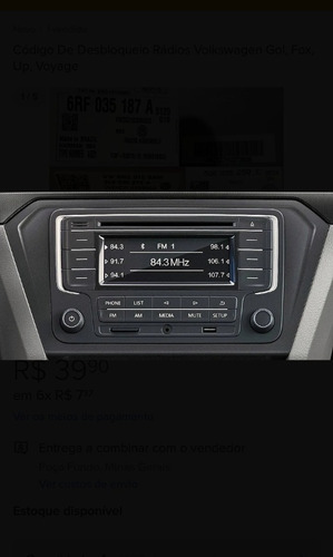 Imagem 4 de 5 de Código De Desbloqueio De Rádio Volkswagen Todos Os Modelos