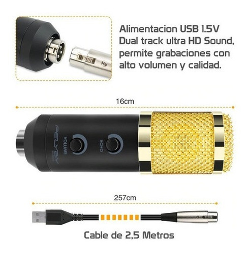 Microfono Condensador Bm900 Con Tripode Usb Para Mac Y Win