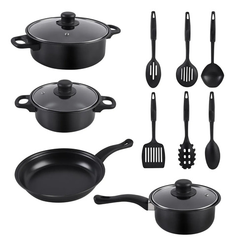 13-piece Non-stick Black Cookware Set
