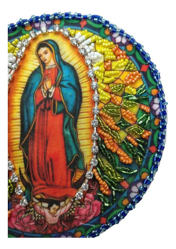 Parche Aplique Virgen Bordado Mostacilla Strass Religión Verde Estampado