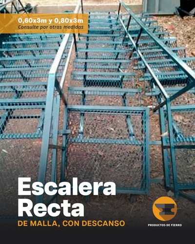 14. Escalera De Hieroo Y Malla Con Descanso De 0.80 De Ancho