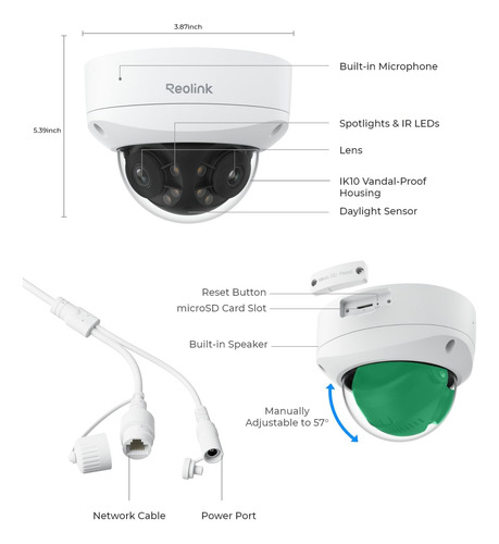 Cámara Ip Poe Reolink 4k 8mp Doble Lente Visión Nocturna Color