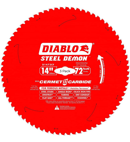 Diablo D1472cf - Hoja De Sierra De Metal Ferroso (14 Pulgada