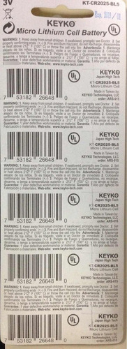 5 Pila Batería Keyko Cr2025 3v Marzo 2025 Lithium Battery