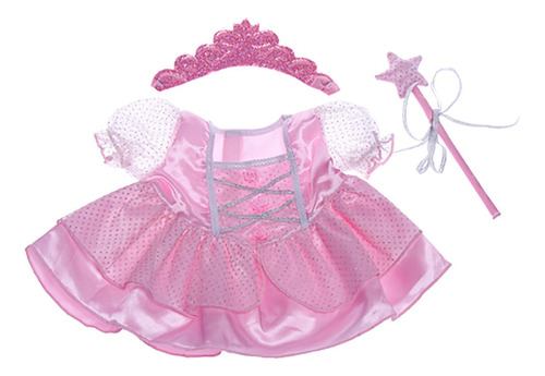 Vestido De Princesa De Hadas Rosa Con Varita Y Tiara, Se Ada