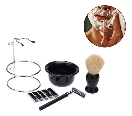 Barbería Set De Barba Hisopo Navaja Navajin Para Afeitar